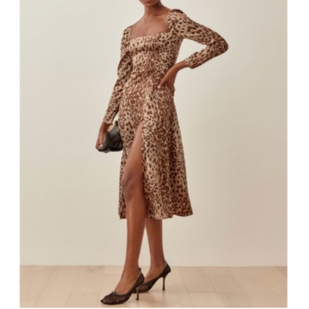 Reformation Maryanne 100% Silk Dress in Leopard Print 4